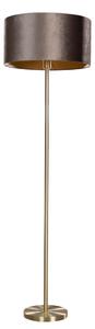 Lampă de podea din alamă cu abajur din velur maro 40cm - Simplo