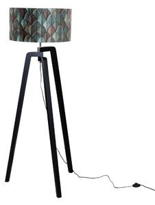 Lampă de podea neagră cu abajur din catifea cu design frunze 50cm - Puros
