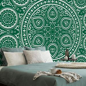Tapet Mandala etnică delicată în design verde