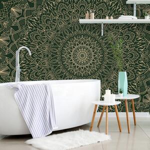 Tapet Mandala decorativă detaliată în culoare verde
