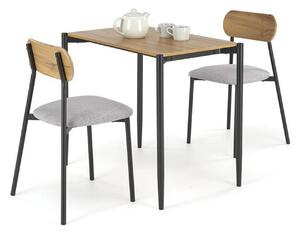 Set masa cu 2 scaune NANDO, stejar/negru, PAL/metal/stofa clasica