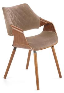 Scaun tapitat K396, bej/nuc, stofa catifelata/placaj, 56x55x77 cm