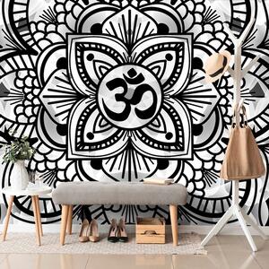 Tapet Mandala sănătății în design alb-negru