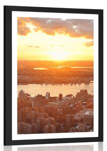 Poster cu passepartout apus de soare deasupra New York-ului