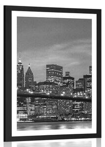 Poster cu passepartout pod în Brooklyn în alb-negru