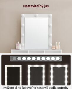 Masă de toaletă Vanesa albă cu iluminare, 145x80x40 cm