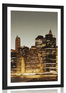 Poster cu passepartout New York de noapte
