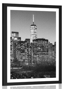 Poster cu passepartout centrul New York-ului în design alb-negru