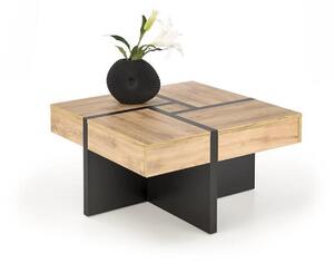 Masuta SEVILLA S, stejar/negru, PAL laminat, 80x80x47 cm