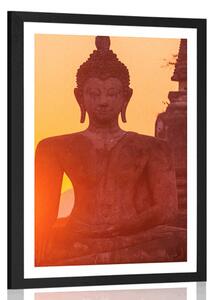 Poster cu passepartout statuie Buddha în mijlocul pietrelor