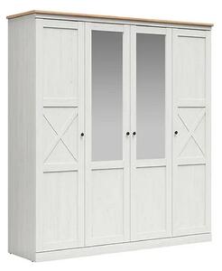 Dressing FRIJA, alb/stejar artisan, PAL melaminat, cu 4 usi, 203x58x22