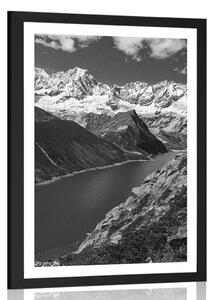 Poster cu passepartout parcul național Patagonia în Argentina în design alb-negru
