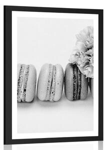 Poster cu passepartout macaroons delicioase în design alb-negru