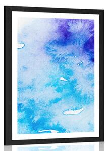 Poster cu passepartout artă abstractă albastru-violet