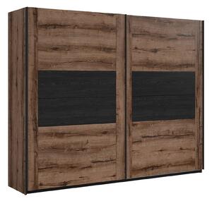 Dressing KASSEL, nuc/negru, PAL melaminat, cu 2 usi, 270x61x219 cm