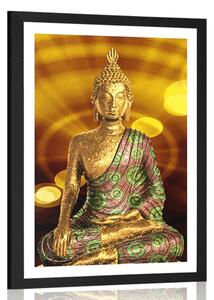 Poster cu passepartout statuie Buddha cu fundal abstract