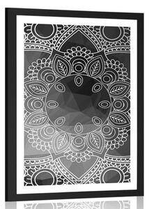 Poster cu passepartout Mandala în alb-negru