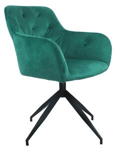 Scaun rotativ VELEZA NEW, verde/negru, stofa catifelata/metal, 66x66x8