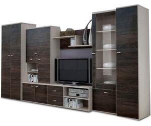 Mobilier living ARS, wenge/stejar deschis, PAL laminat/sticla, 6 piese