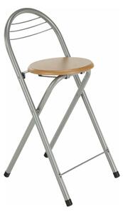 Scaun bar BOXER, stejar/aluminiu, 36x44x80 cm