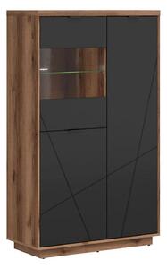 Vitrina FORN, nuc/negru mat, PAL melaminat/sticla securizata, 94x43x15