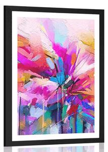Poster cu passepartout flori colorate abstracte