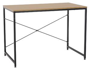 Masa birou MELLORA, stejar/negru, DTD laminat/metal, 100x60x72 cm