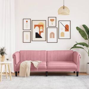 Canapea cu 3 locuri, roz, catifea