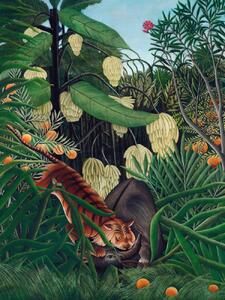 Artă imprimată The Tiger & The Buffalo - Henri Rousseau, (30 x 40 cm)