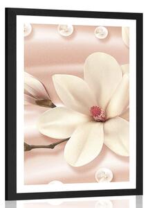 Poster cu passepartout magnolie de lux cu perle