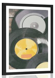 Poster cu passepartout discuri retro de gramofon