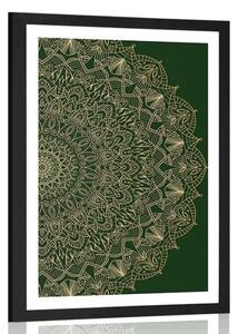 Poster cu passepartout Mandala decorativă detaliată în culoarea verde
