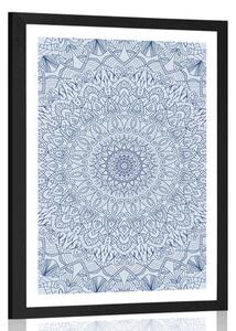 Poster cu passepartout Mandala decorativă detaliată în culoarea albastră