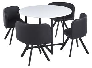 Set masa cu 4 scaune BEVAN NEW, negru/alb
