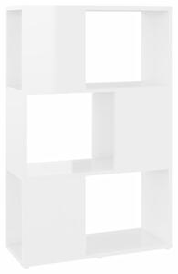 Bibliotecă/Separator cameră, alb extralucios, 60x24x94 cm, PAL