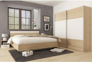 Set dormitor GABRIELA NEW, stejar sonoma/alb, DTD laminat/metal, cu pa
