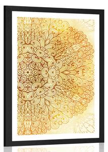 Poster cu passepartout Mandala etnică de aur