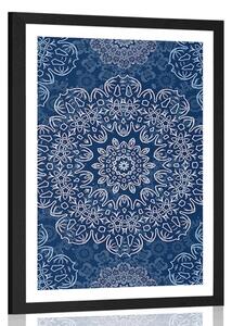 Poster cu passepartout Mandala albastră cu model abstract