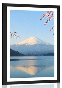 Poster cu passepartout vedere din lac la Fuji