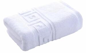 Prosop baie GREEK BORDER, alb, bumbac, 450 g/m², 50x90 cm