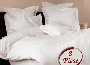 Set lenjerie pat 8PCS5, bumbac, alb, 240x260 cm, cu cearceaf pat, cear