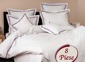 Set lenjerie pat 8PCS3, bumbac, alb, 240x260 cm, cu cearceaf pat, cear