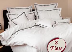 Set lenjerie pat 8PCS4, bumbac, alb, 240x260 cm, cu cearceaf pat, cear