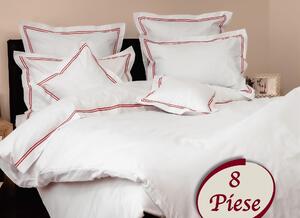 Set lenjerie pat 8PCS2, bumbac, alb, 240x260 cm, cu cearceaf pat, cear