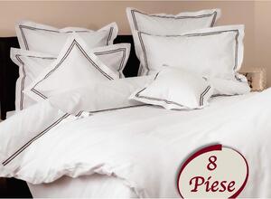 Set lenjerie pat 8PCS6, bumbac, alb, 240x260 cm, cu cearceaf pat, cear