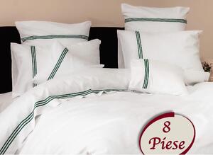Set lenjerie pat 8PCS7, bumbac, alb, 240x260 cm, cu cearceaf pat, cear