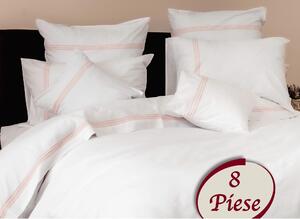 Set lenjerie pat 8PCS9, bumbac, alb, 240x260 cm, cu cearceaf pat, cear