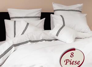 Set lenjerie pat 8PCS8, bumbac, alb, 240x260 cm, cu cearceaf pat, cear