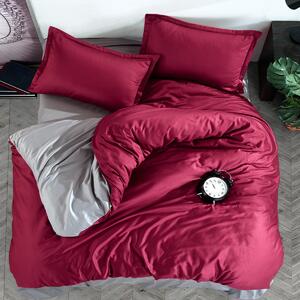 Set lenjerie pat clasy king size PRESTIGE V1, bumbac, gri/visiniu, 240