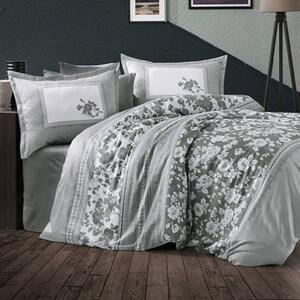 Set lenjerie pat clasy king size ALURA V2, bumbac, gri, 240x260 cm, cu